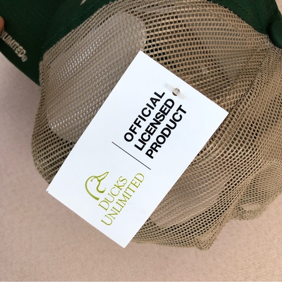 Ducks Unlimited Canvas Mesh Back Trucker Style Green Tan Cap - Picture 11 of 11